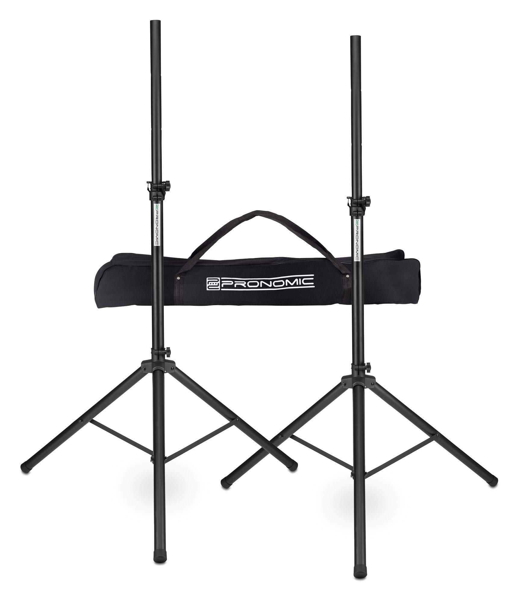 Pronomic SPS-1S Eco-Set - 2 Boxenstative aus Stahl, ausziehbar von ca. 120-193 cm, Belastbarkeit: max. 35 kg - mit robuster Transporttasche - schwarz