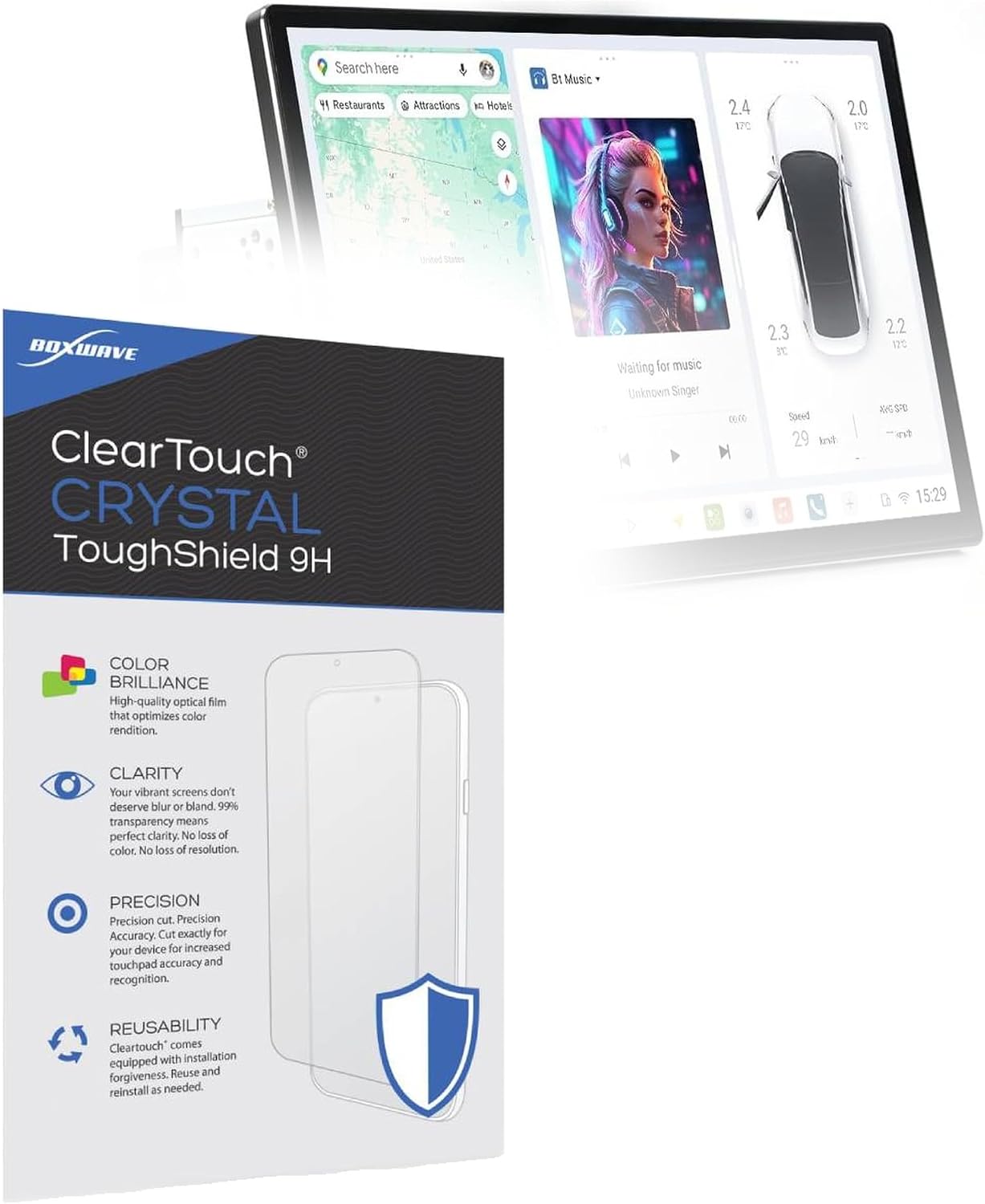 BoxWave Screen Protector Compatible With MekedeTech DUDU7 (13 in) - ClearTouch Crystal ToughShield 9H (2-Pack), Clear 9H Tough Flexible Film Screen Protector