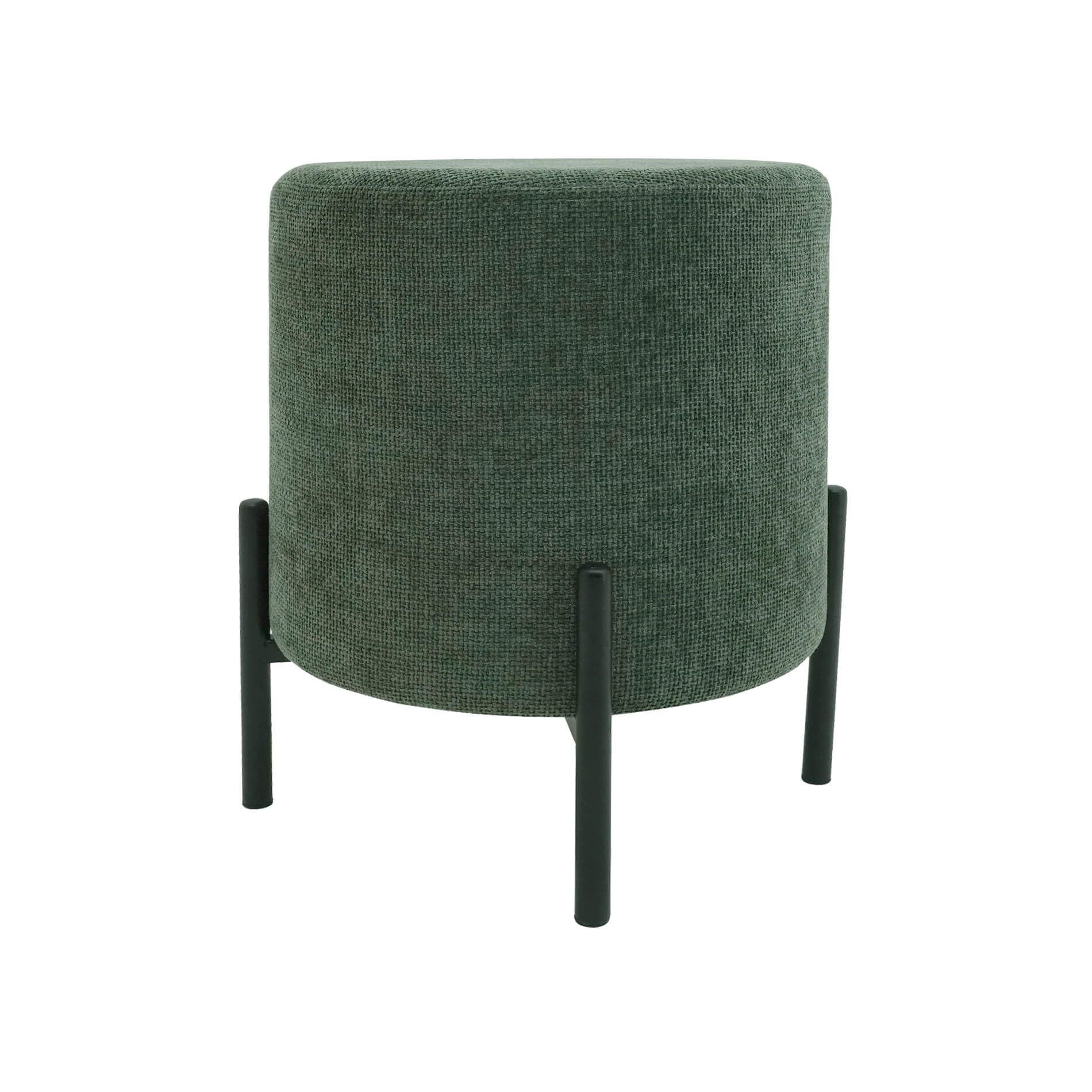 Rebecca Mobili Tabouret Moderne, Pouf Repose-Pieds Bas, Vert Foncé, Tissu Polyester Acier, Rembourré, Rond, pour Salon - Dimensions HxLxP: 43,5 x 38 x 38 cm - Art. RE7060