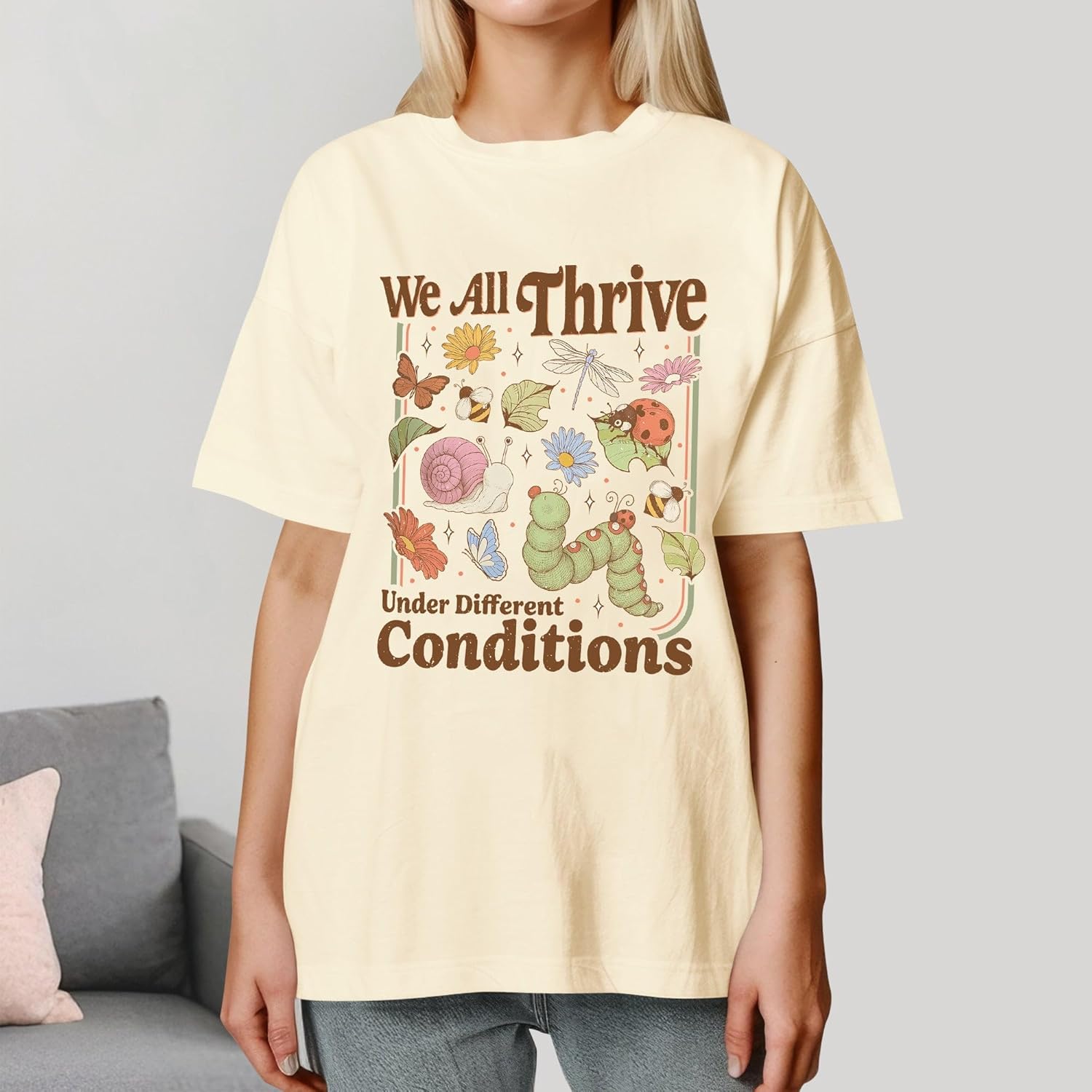 We All Thrive Under Different Conditions Shirt – Teacher Education Graphic Tee - Neurodiversity Tshirt - Image 6