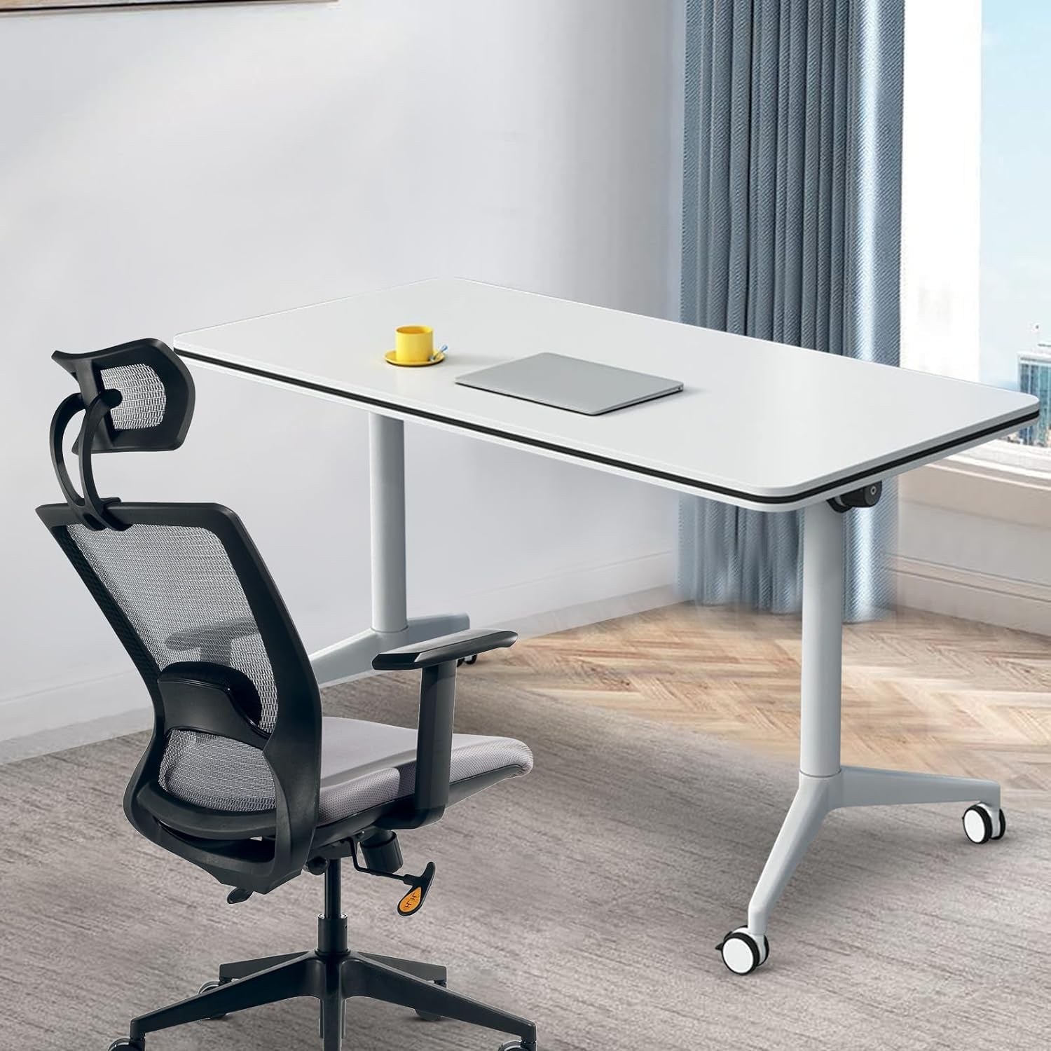 CUAOCEZ Conference Table Folding Conference Room Tables Office Table Flip Top Mobile Meeting Training Tables with Wheels Seminar — view 8