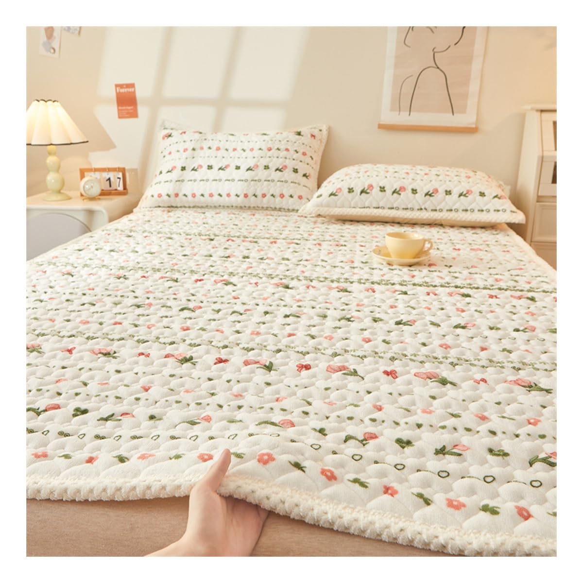 OBONG Twin Full Highly Breathable Milk Velvet Mattress Topper 4 Anchor Elastic Bands Queen King Size Futon Mattress