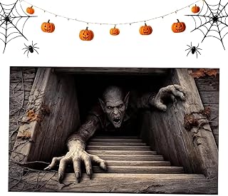 Spooky Illusion Carpet Absorbent Entrance Rug Home Kitchen Bathroom Mat | Absorbent Halloween Door Mat Features Spooky Optical Illusion Design Trapping Dirt Water Preventing Indoor Entryway Messes