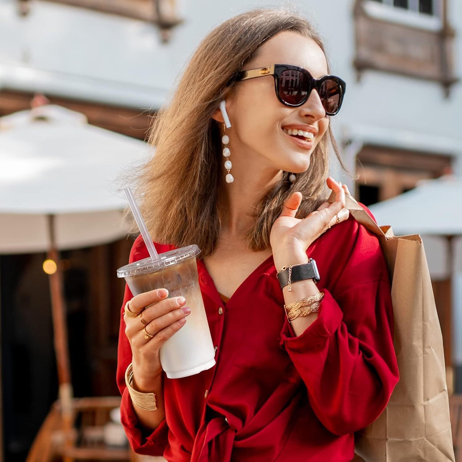 70 Pack 24 oz Clear Plastic Cups with Lids and Straws, Iced Coffee Cups with lids, Iced Coffee Cup, Disposable Cups Plastic Coffee Cups Smoothie Cups for Cold Drink - Image 5