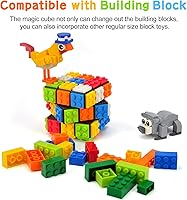 Vista 5 de Speed Cube - Cubo de ladrillo integrado de 3 x 3 x 3 pulgadas con bloques de construcción, rompecabezas de cubo mágico, juguetes creativos