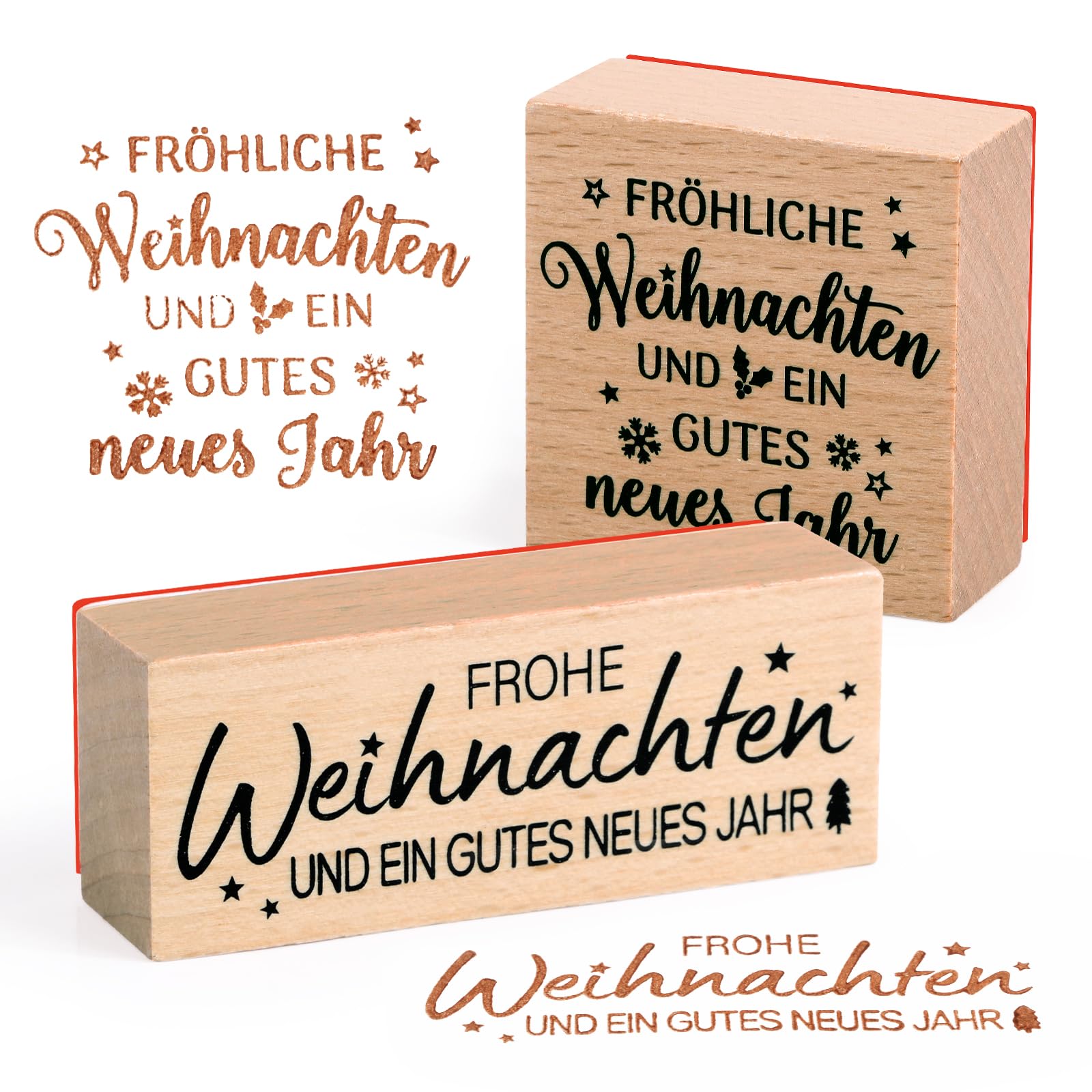 NEWSTAMPS Weihnachtsstempel 'Frohe Weihnachten' - Holzstempel Für Karten & Geschenke