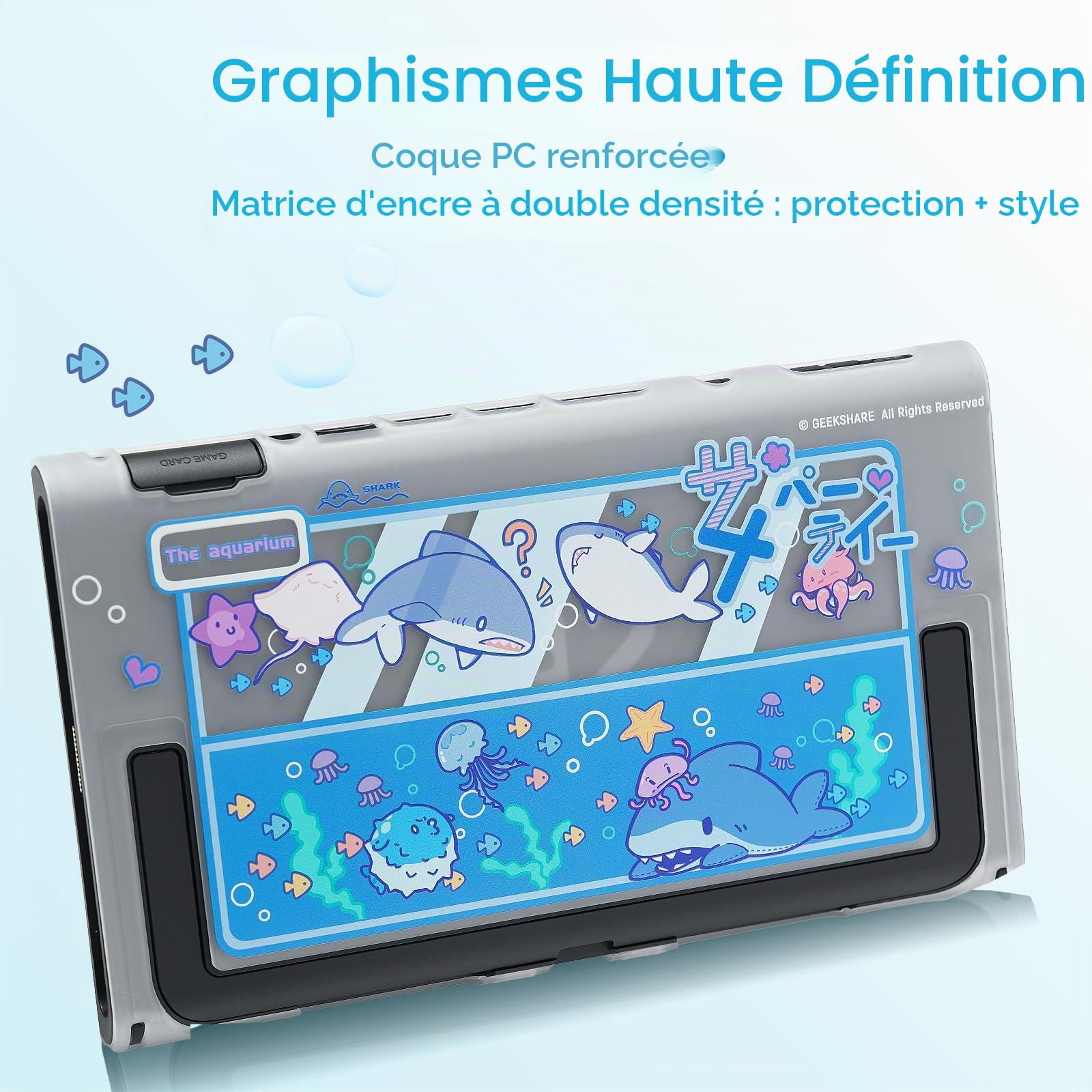 GeekShare Étui mince compatible avec Switch 2, protection contre les chocs et anti-rayures en plastique rigide pour console de jeu Switch 2 - Shark Party