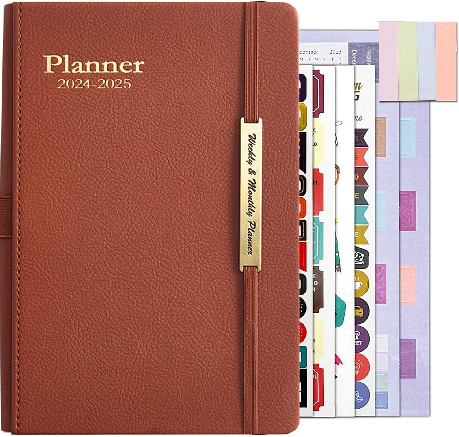 IS MUHE 2024 Leather Planner Weekly ，18 Months Calendar Book, 2024 Academic Planner From Jan. 2024-June 2025, 2024 Appointment Book，Daily Agenda,Yearly Teachers Planner 5.8 X 8.1"(Brown)