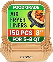 Vista 15 de Forros de papel desechables para freidora de aire: 100 piezas de 9 pulgadas, forros redondos para canasta de freidora de aire, papel de pergamino