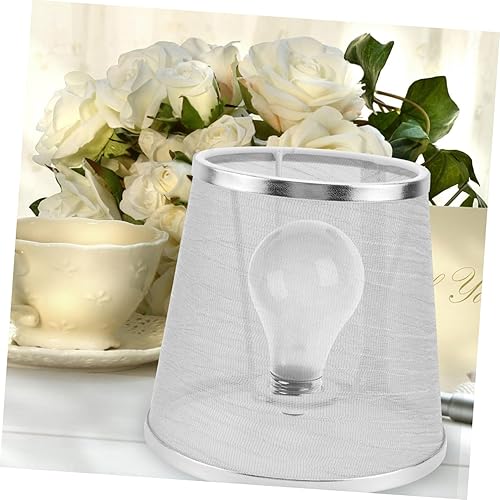 Miniatura 5 de Veemoon Persianas de repuesto para candelabro, pantalla decorativa transparente, cubierta de luz de rosca plateada para el hogar, tela elegante y