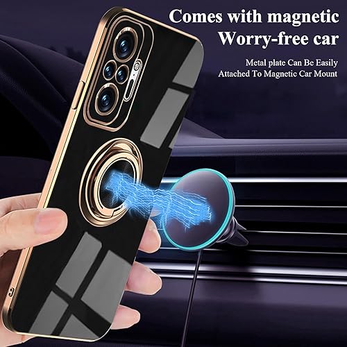 Miniatura 3 de Compatible con Xiaomi Redmi Note 10 Pro Case Ring Holder Magnet Silicone, Xiaomi Redmi Note 10 Pro Funda de silicona delgada blanca cubierta negra