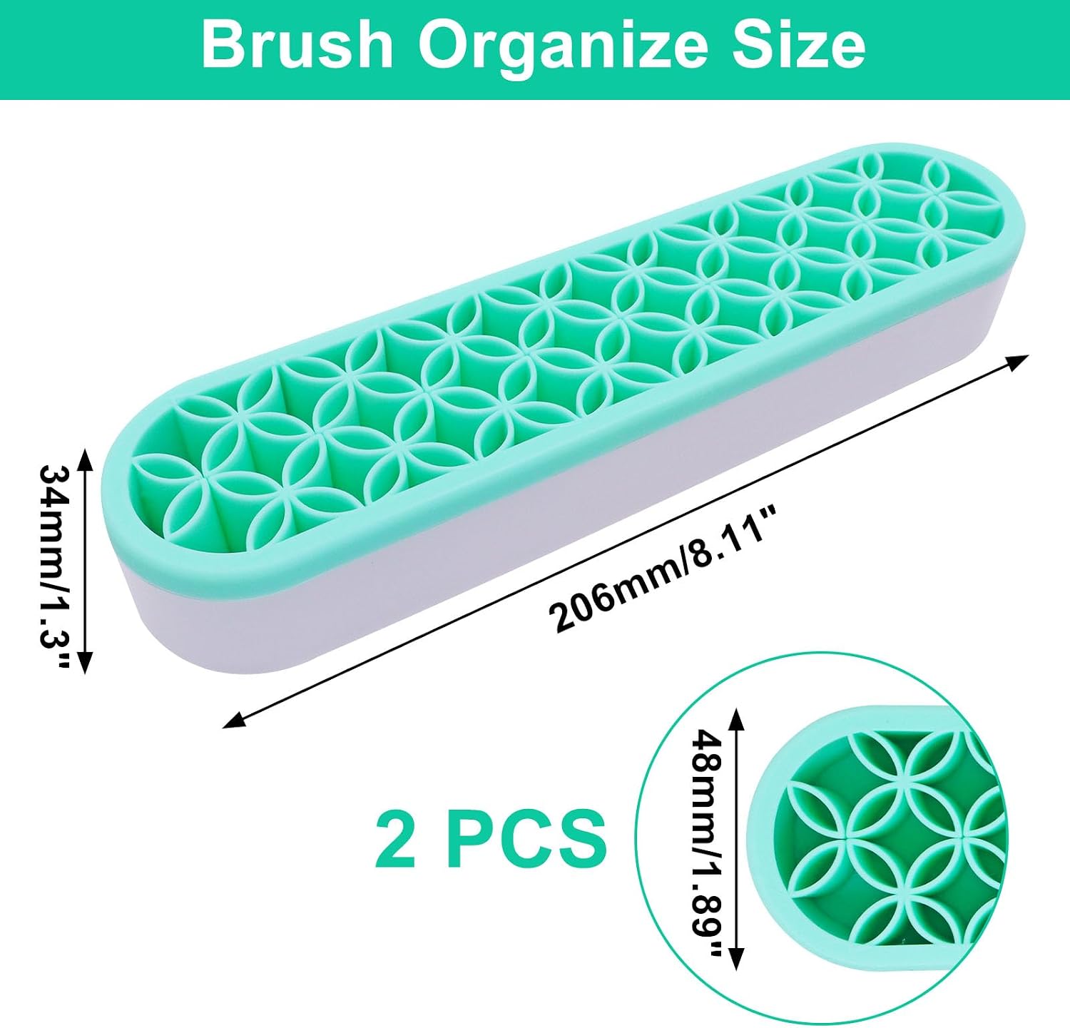 2Pcs Silicone Makeup Brush Holders Green Purple Stand Makeup Brush Organizers Make Up Brushes Storage for Painting Pen Brushes Nail Clippers Drill Pens Ruler Sewing Craft Tools