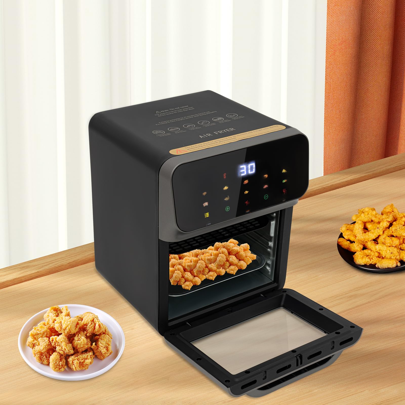 Mini horno de pizza de 13 litros con convección, horno 3 en 1, con 2 bandejas y 50 cajas para tartas, calor superior/inferior, 60 mintimer, guantes de horno, recetario, 1350 W, ideal para