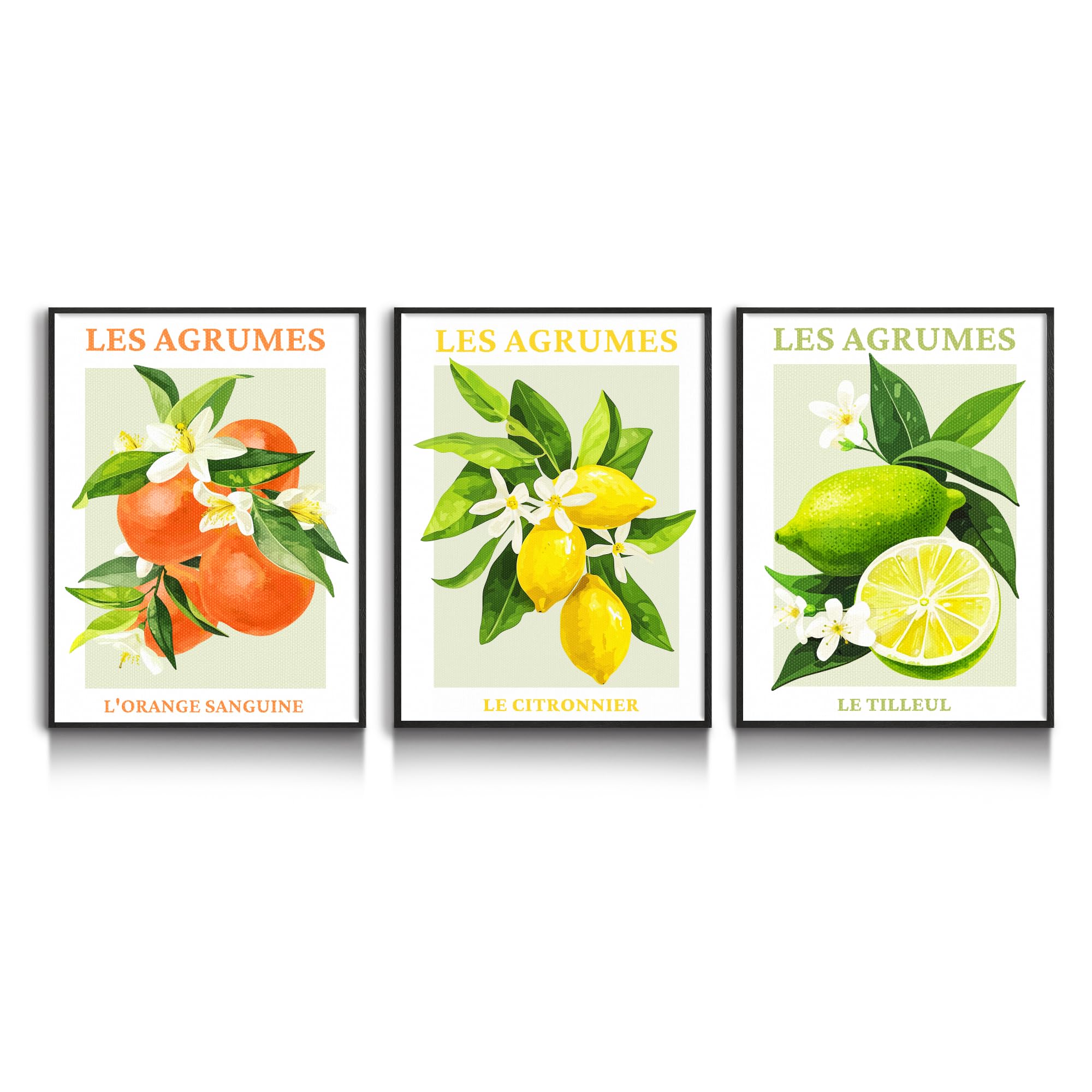 hyidecorart Cadre Noir Tableau Decoration Murale Chambre Salon, Fruits Citron Orange Sanguine Impression Sur Toile, Decoration Murale Salle De Bain Bureau Cuisine
