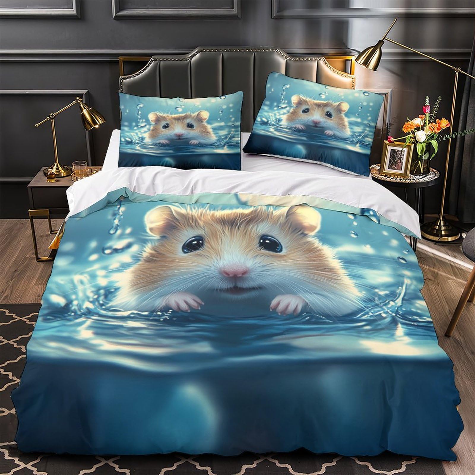 Housse de couette hamster 3D super douce en microfibre premium hypoallergénique 140x200