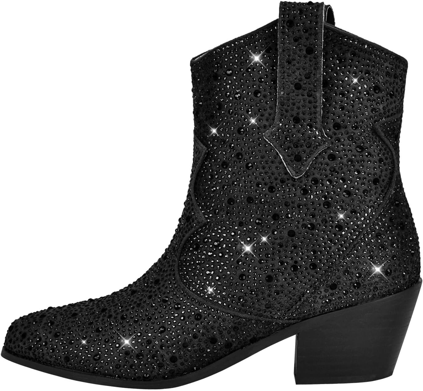 Yolkomo Women's Cowboy Cowgirl Boots Pointed Toe Rhinestone Ankle Boots