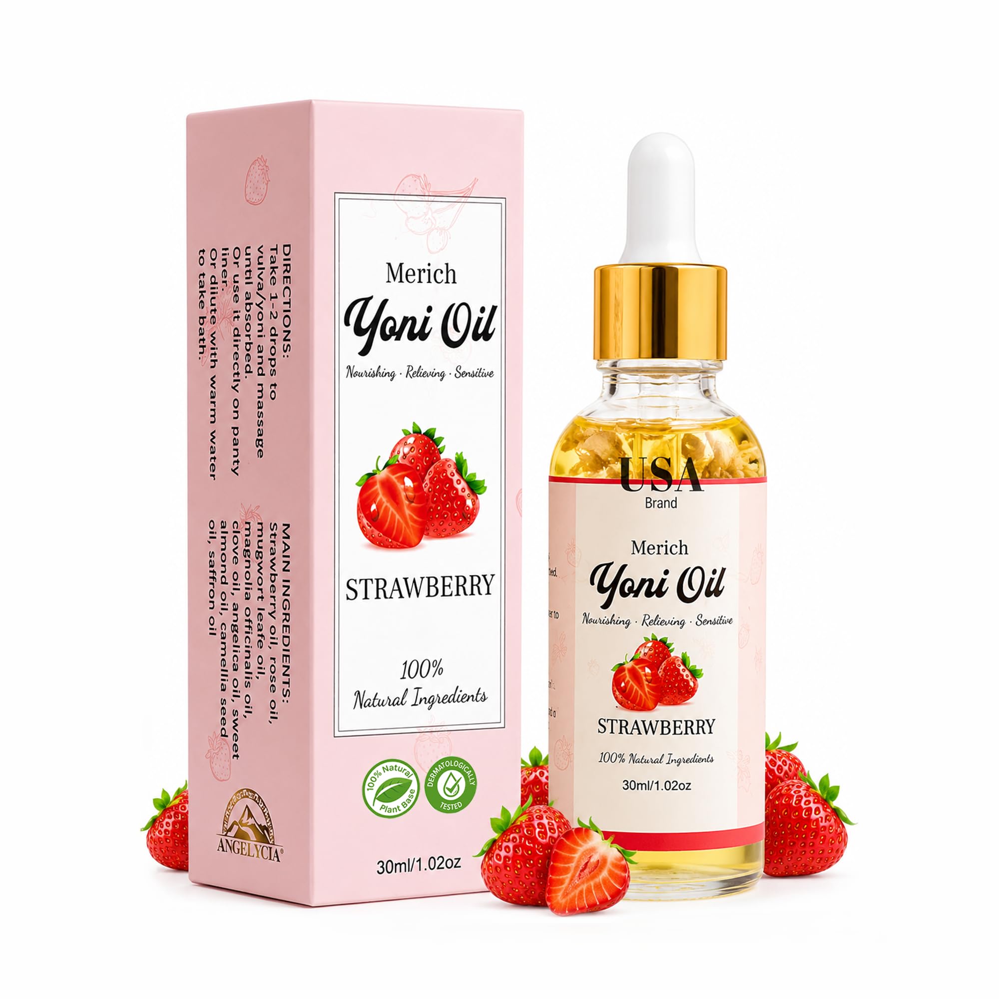 Natural Yoni Oil For Women Vaginal Detox Strawberry Rejuvenating Care 1oz