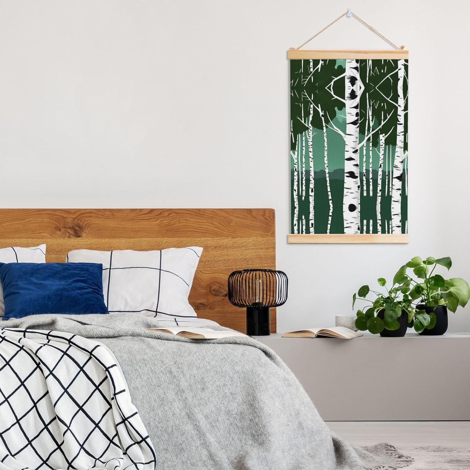Birch Trees Print Poster Hanger,Hanging Poster, Poster Frame,Wood Poster Hanger, For Wall Hanging