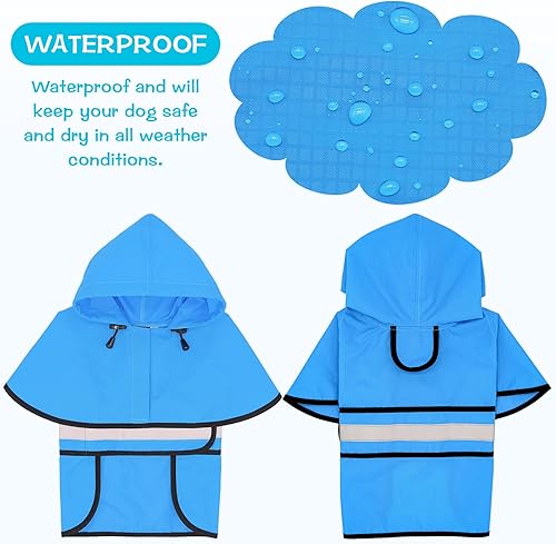 Miniatura 2 de Weesiber Chubasquero para perro, abrigo reflectante para perro, poncho impermeable para perro, chaqueta de lluvia ajustable para perro, resbalador