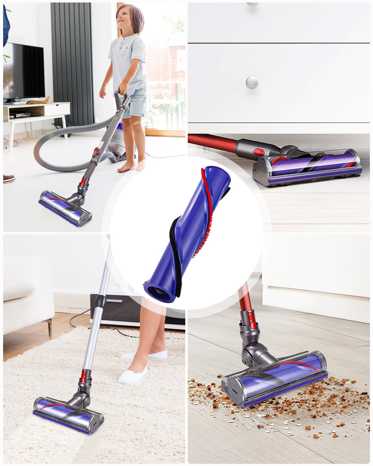 Brosse Rouleau De Rechange Pour Dyson V8 - Compatible V8 Absolute/Animal - Entraînement Direct, Avec Outil De Nettoyage