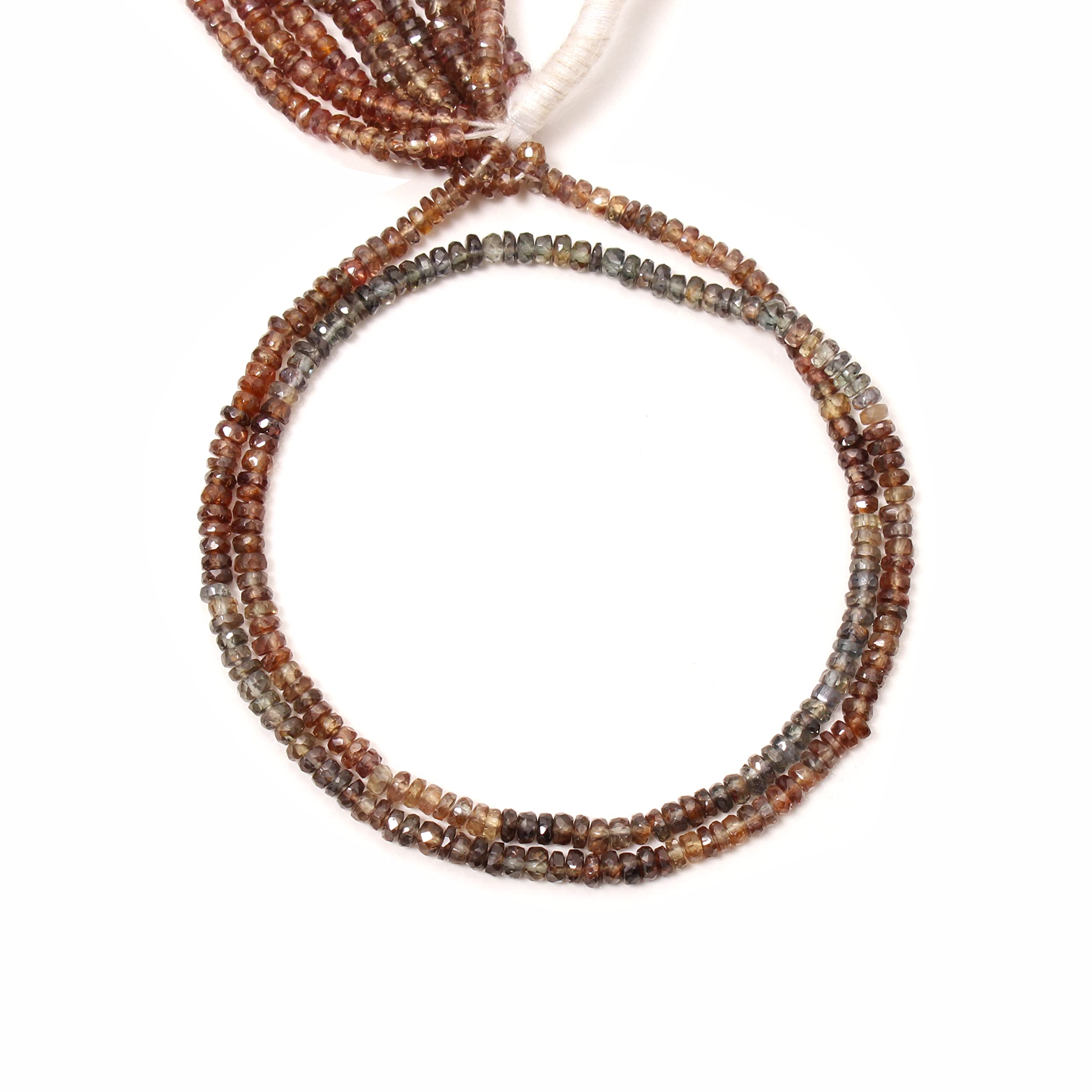 Rondelle - Perline di zaffiro per la creazione di collane, 3,25-3,5 mm, perline di zaffiro naturale sfaccettato, filo da 40,6 cm, pietra preziosa zaffiro