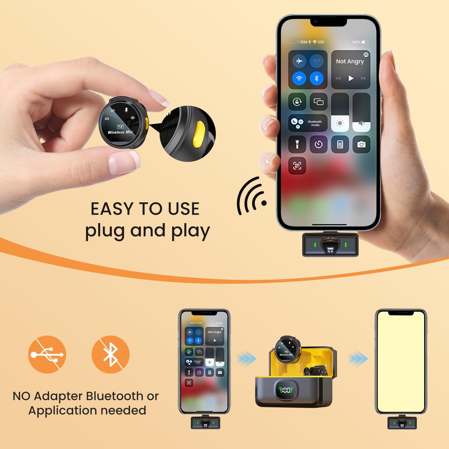 JoyGeek 2 Pack Wireless Lavalier Microphone with Charging Case, Mini Lapel Microphones for Laptop iPhone Android, Plug-Play USB Clip Microphone - Cordless Recording Mic for Interview Video Vlog Audio