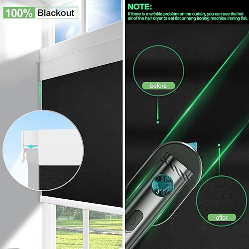 Miniatura 4 de MANSNIX Persianas motorizadas con control remoto, persianas enrollables opacas, persianas inteligentes personalizadas con cenefa, persianas