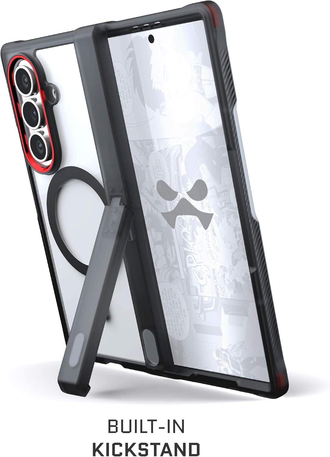 Ghostek Covert Clear Galaxy Z Fold7 Case with Built-in Kickstand, MagSafe and Full Hinge Protection Designed for 2025 Samsung Galaxy Fold 7 (8") (Smoke)