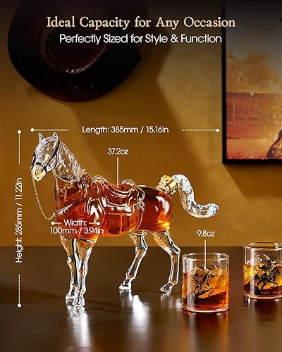Miniatura 4 de Kollea Regalos de cumpleaños para hombres, papá, juego de decantador de whisky con 2 vasos de vaquero, dispensador de licor para bar en casa, regalo