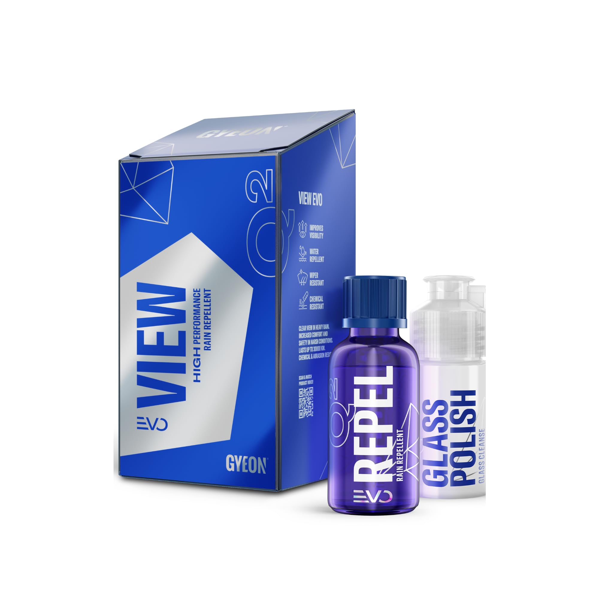 GYEON Q² View EVO – Glasversiegelung für Windschutzscheibe und Fenster, wasserabweisend, klare Sicht bei Regen, Haltbarkeit bis zu 24 Monate (20 ml)