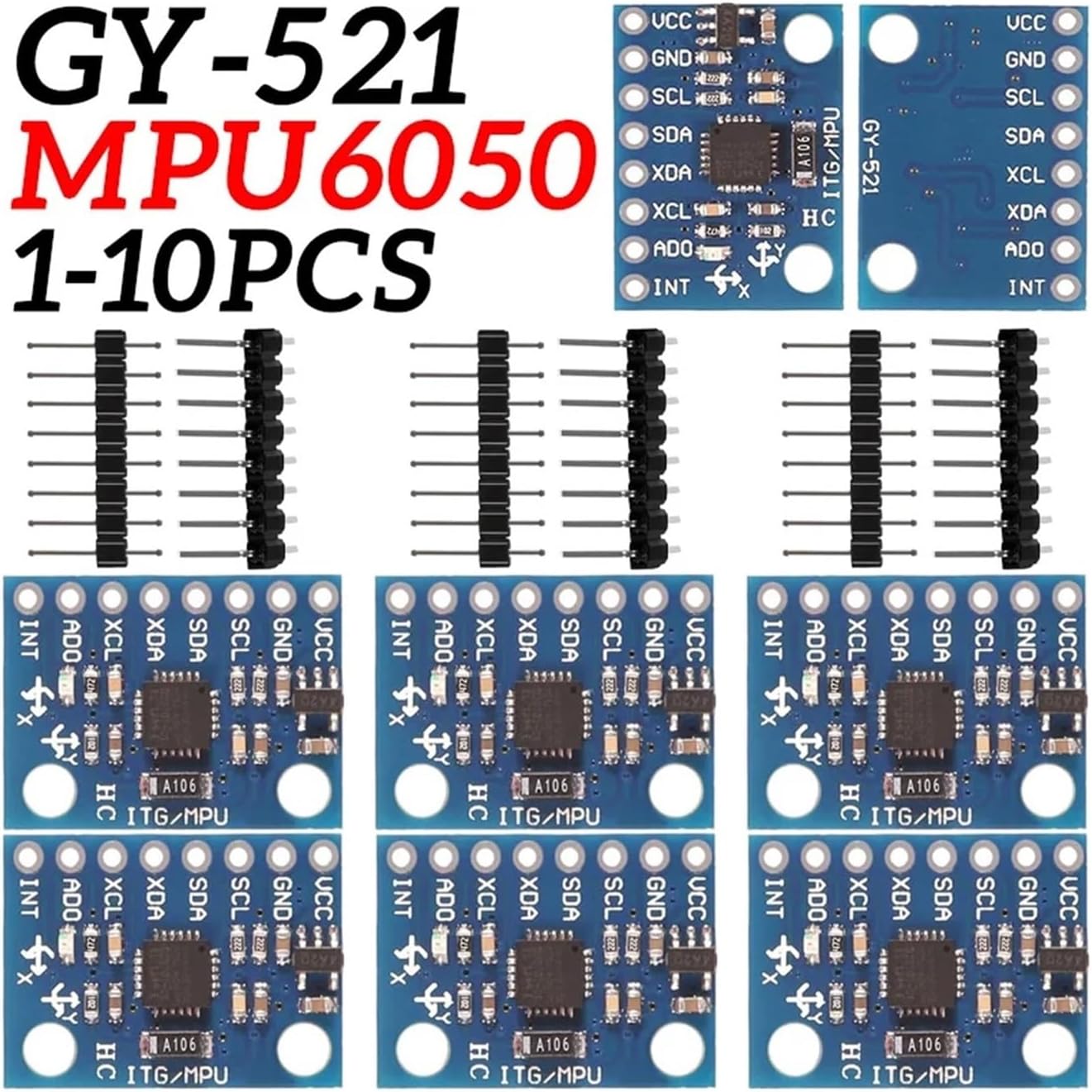 GY-521 GY521 MPU 6050 MPU6050 MPU 6050 Module 3 Axis Analog Gyro Sensor+Accelerometer DIY(1PCS-GY-521)