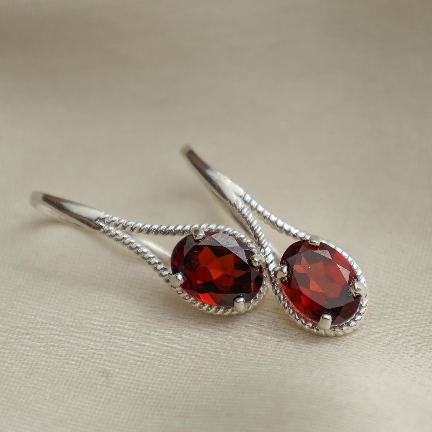 Oval Gemstone Dangle Earrings for Women 925 Sterling Silver French Hook Elegant Drop Earrings Hypoallergenic Lightweight Jewelry Gift for Her Classic Stylish Look - Image 6