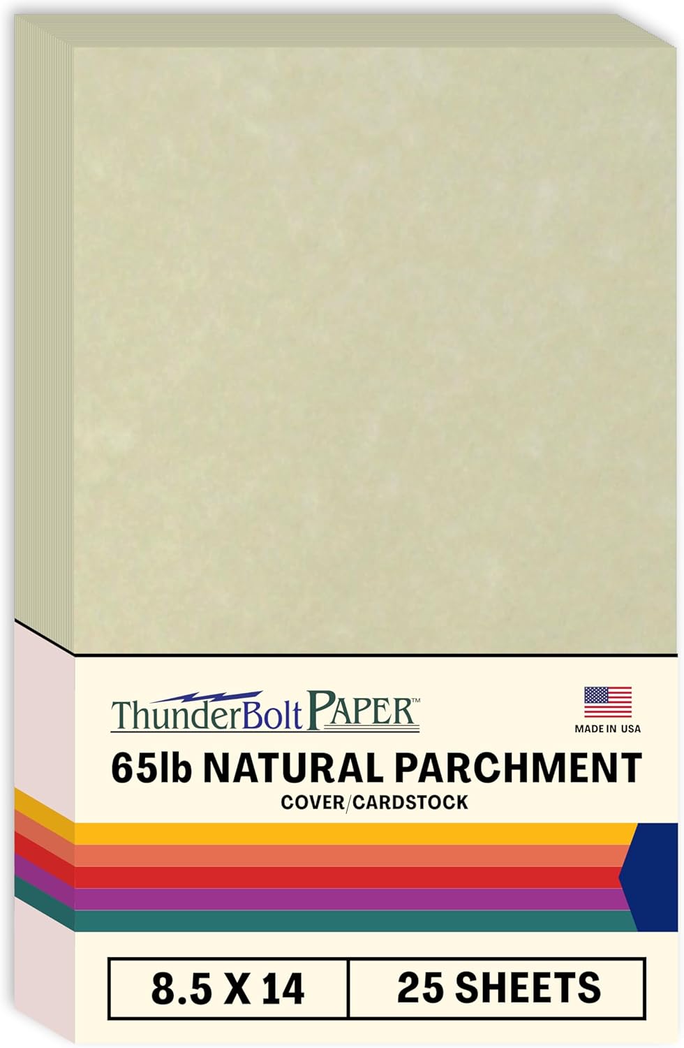 ThunderBolt Paper - 100 Natural Parchment 65lb Cover Cardstock Paper, 8.5 x 11 Inches, Letter Size, 176 GSM, Printable Old Parchment