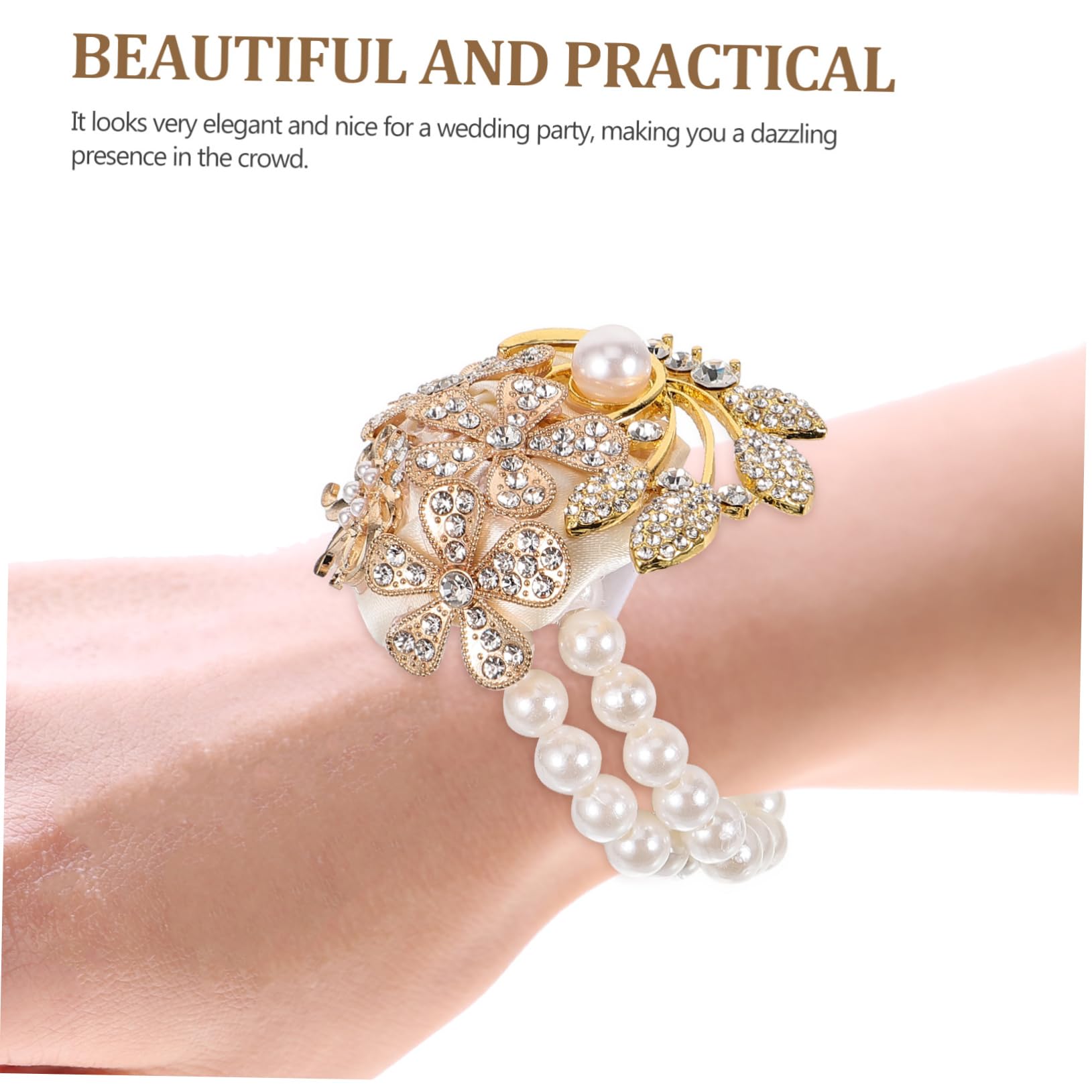 FOMIYES Decorazione Floreale da Polso per Ballo di Fine Anno per Ragazze per Donne per Matrimonio per Damigella d'Onore per Bouquet Bracciale con Strass per Addio Nubilato