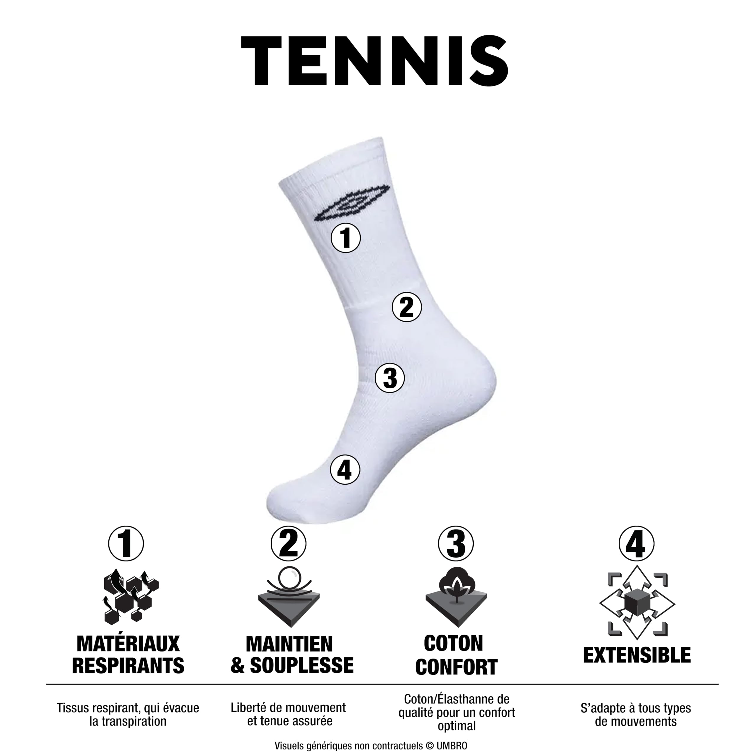 Umbro Calcetines Hombre Transpirable - Paquete de 20 - Calcetines Deporte Hombre, Durables & Cómodos