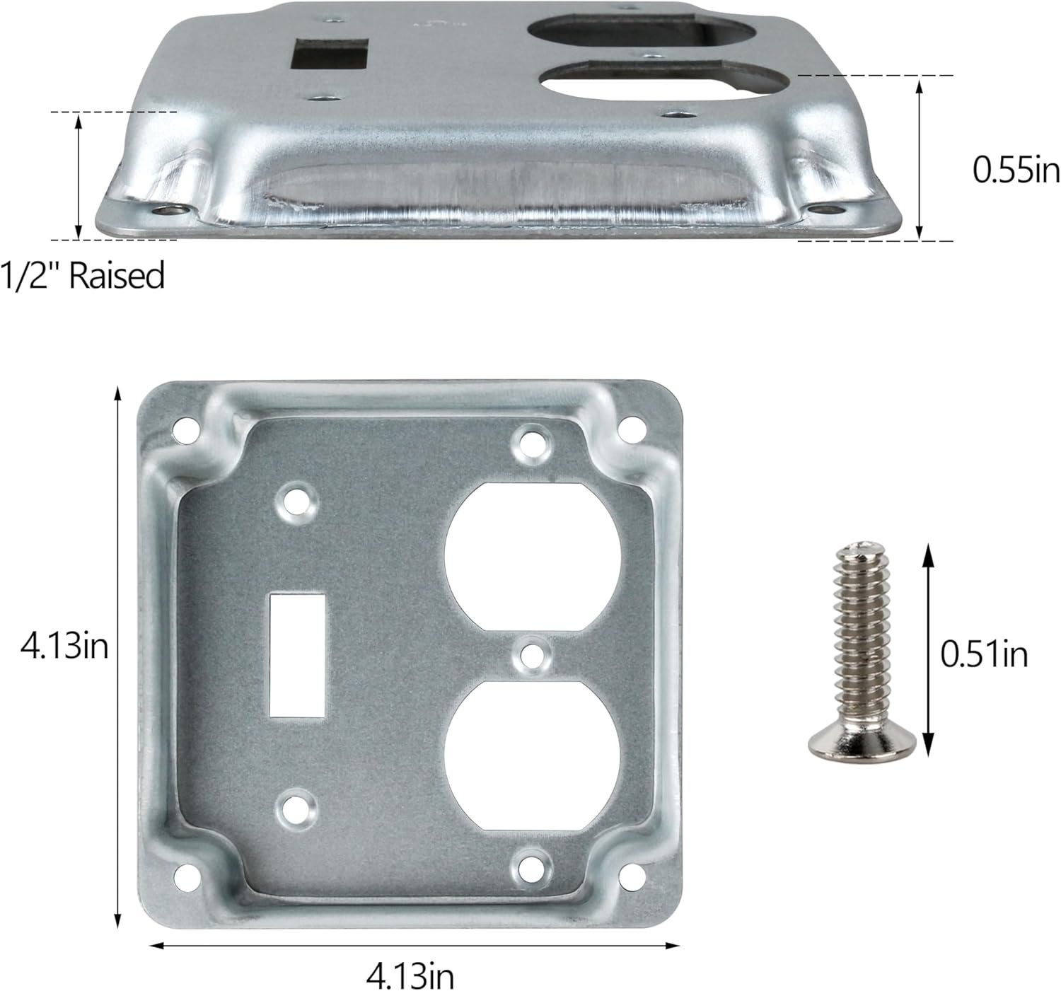 4 Inch Square Duplex Receptacle and Toggle Switch Electrical Box Cover,Exposed Work Cover for 4 x 4 Inch Metal Receptacle Electrical Box Outlet Box（pack of 2)