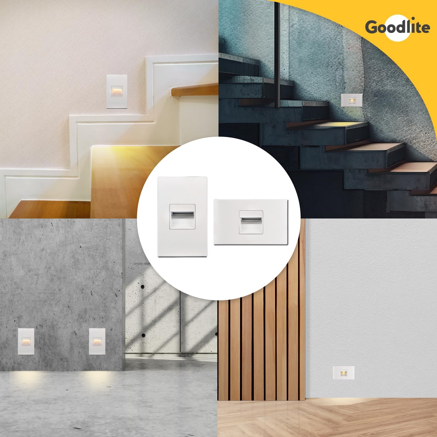 Goodlite Universal (Vertical & Horizontal) White LED Step Light, 2W, 125 Lumens, 5CCT 27k-30k-35k-41k-50k, Dimmable, Indoor/Outdoor, Wet Rated IP65, Fits Directly In Standard 2x4 J-Box, 1ct. (G-20022)