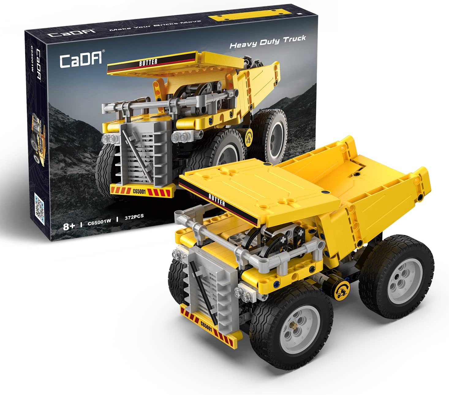 CaDA Construction Vehicle Building Toys - 372Pcs Mining Truck Building Bricks Kit for Age 8-12 Boys Kids Birthday Gifts, STEM Engineering Car Building Blocks Set Model