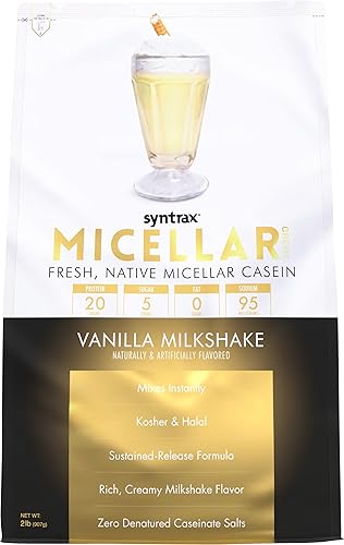 Syntrax Nutrition Micelar Creme Proteína en polvo, Fresco, Caseína Micelar Nativa, Batido de Vainilla, 2 libras