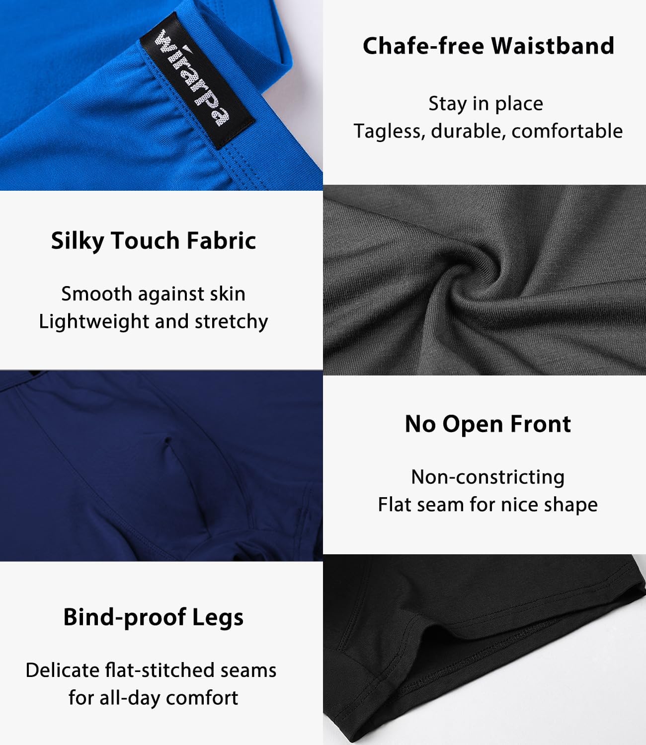 wirarpa Men's Breathable Modal Microfiber Trunks Underwear Covered Band Multipack