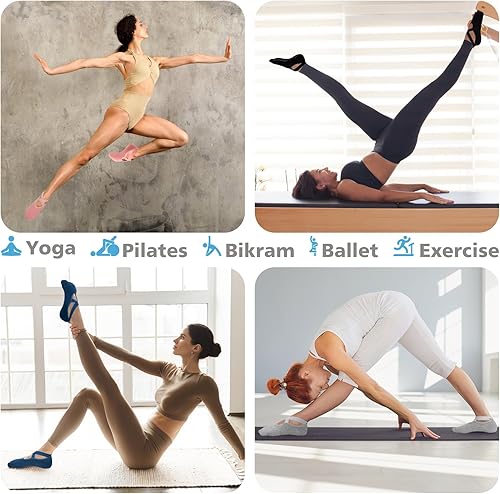 Miniatura 4 de BKP Calcetines de yoga antideslizantes para mujer, adecuados para pilates, ballet, plasticidad, baile, hogar, entrenamiento
