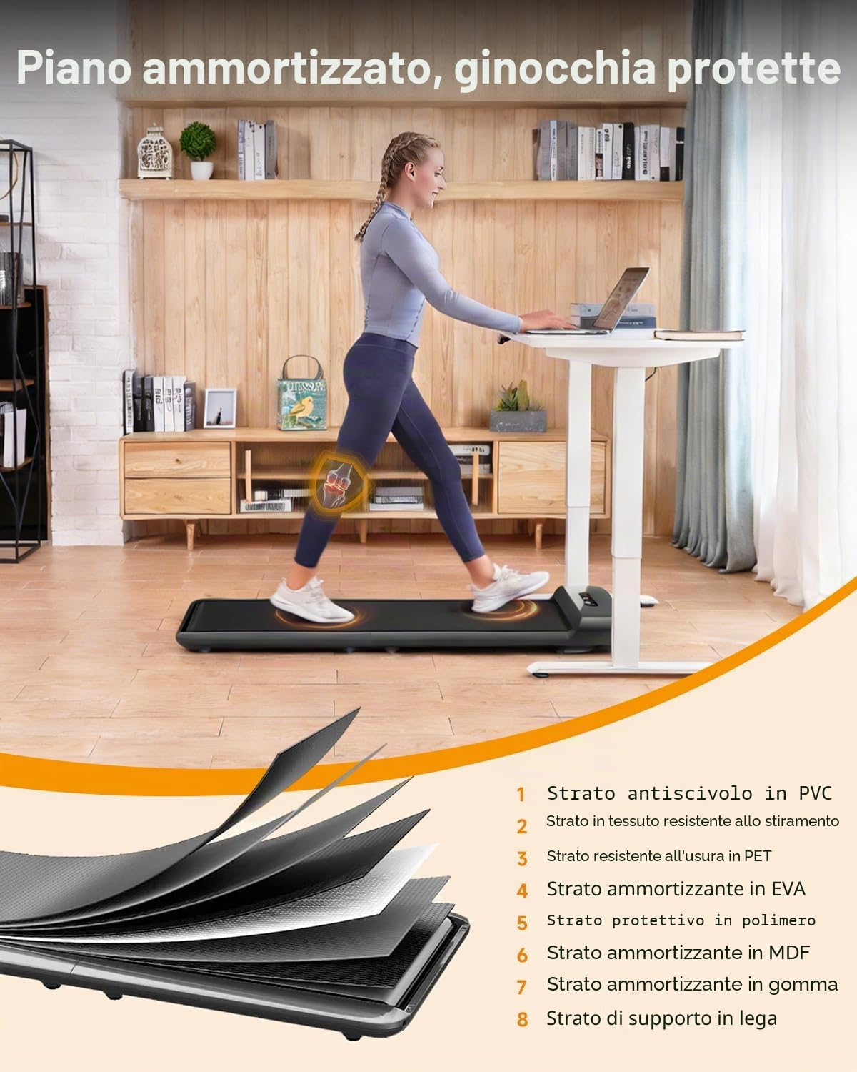 WALKINGPAD Tapis Roulant C2 (S1), Tapis Roulant Elettrico Pieghevole Sotto la Scrivania, 6 km/h, per Casa e Ufficio, con Telecomando e App