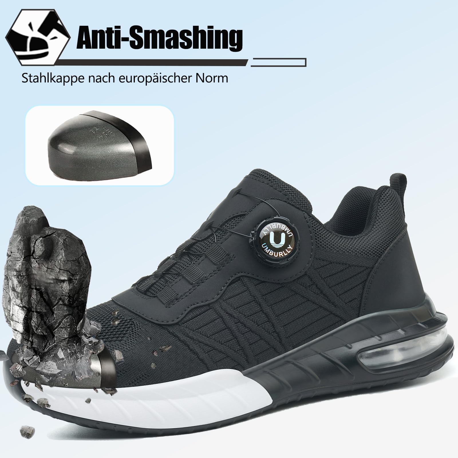 Zapatos de Seguridad Hombre Mujer Zapatillas de Trabajo Ligero Comodo Calzado de Seguridad con Punteras de Acero Transpirable Antideslizante 37-46EU