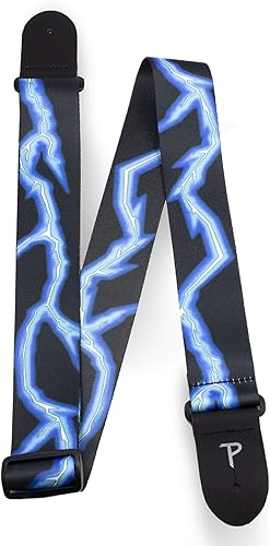 Miniatura 2 de Perri's Leathers Ltd. - Correa de guitarra - Poliéster - Ajustable - Para guitarras acústicasde bajoeléctricas - Hecho en Canadá (BLUE LIGHTNING)