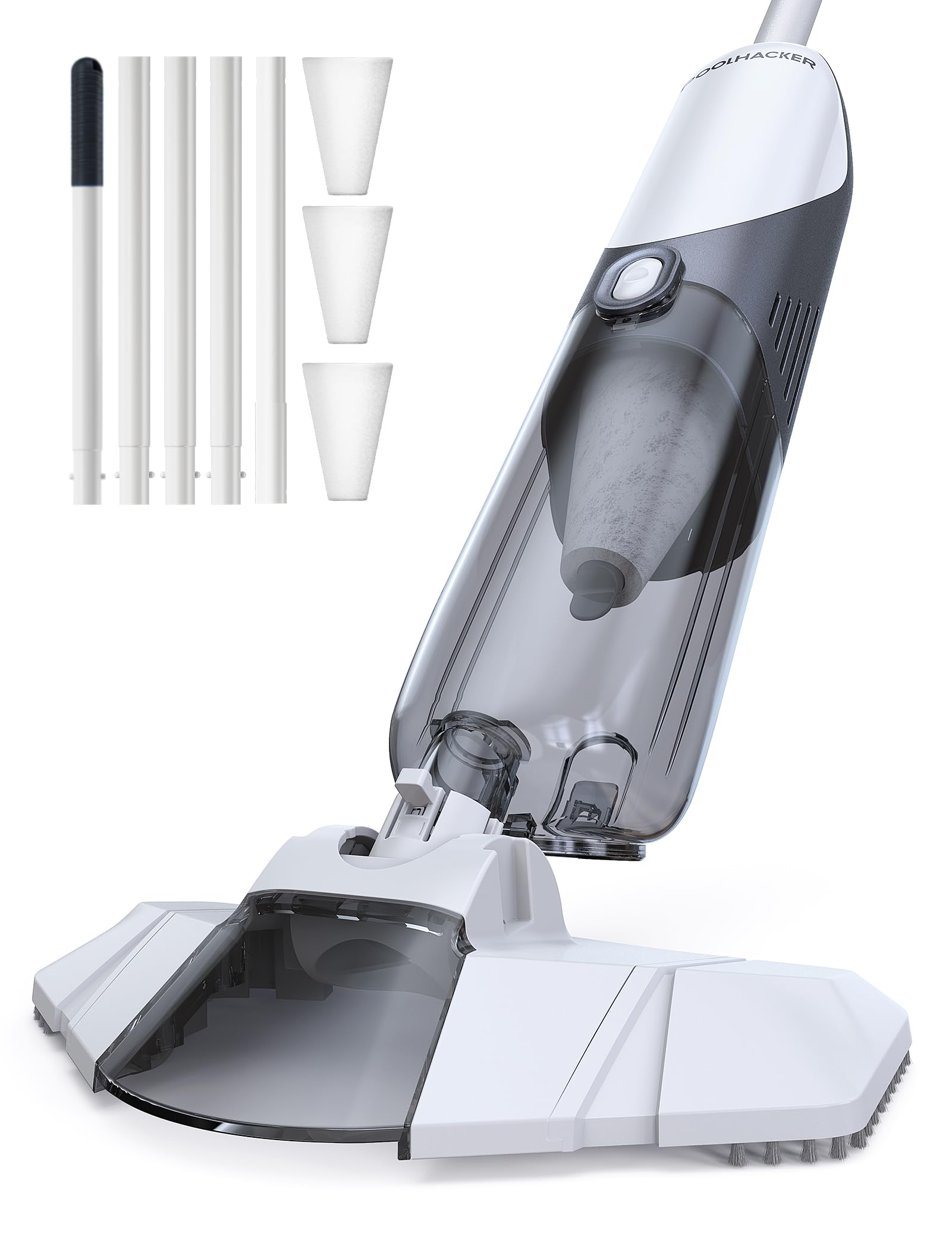 Photo 1 of [Patent] POOLHACKER Cordless Handheld Pool Vacuum for Above Ground Pool & Inground Pools, Pool Vacuum Cleaner Flexible Head for Curved, 18.5 GPM Strong Suction, 1-Click Debris Emptying, Rechargeable