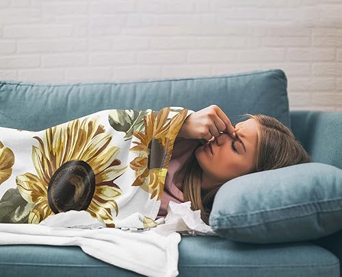 Miniatura 4 de Manta de girasol de granja, manta de franela suave de forro polar, 40 x 50 pulgadas, acuarela, verano, floral, cálida, acogedora, cómoda, colcha