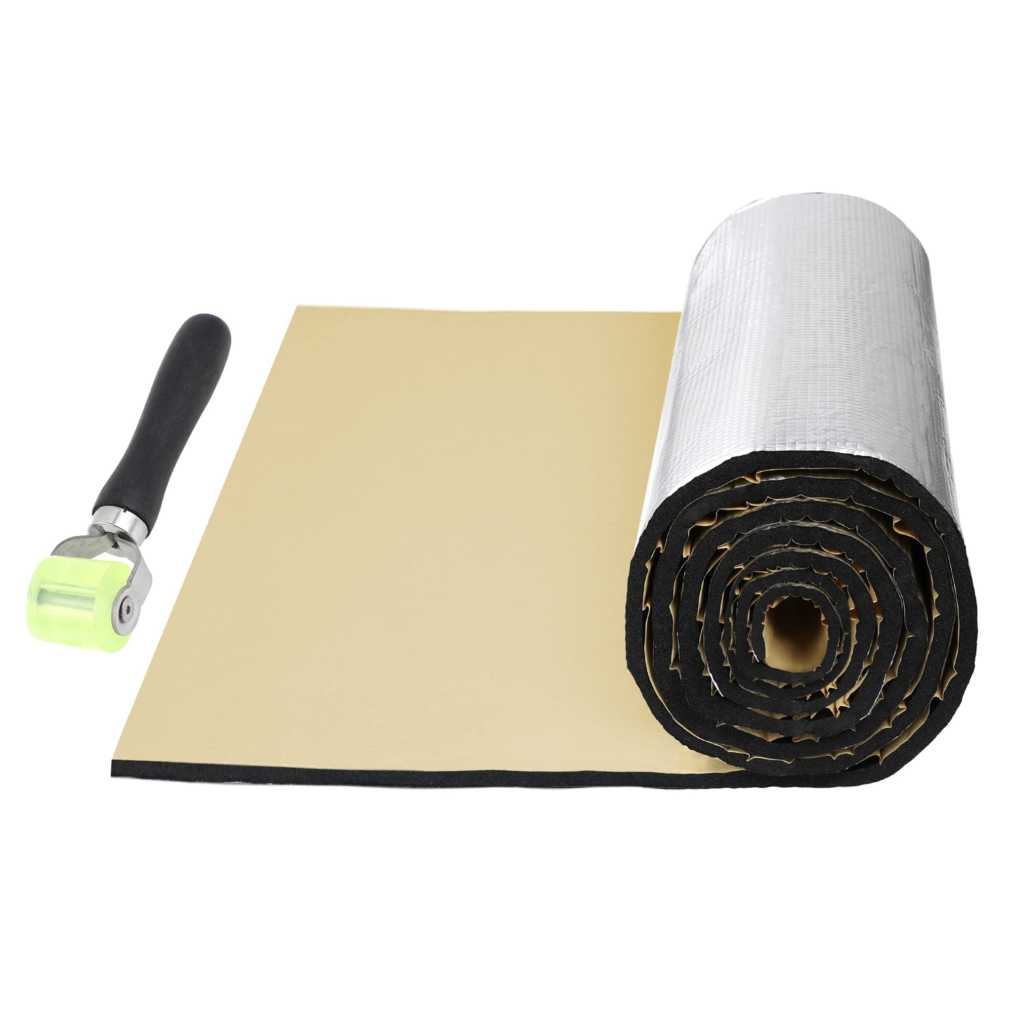 QUARKZMAN 1.52㎡ Adhesivo Aislante térmico con Rueda de Empuje para Coche, 10 mm, insonorizante, capó (152 x 100 cm)