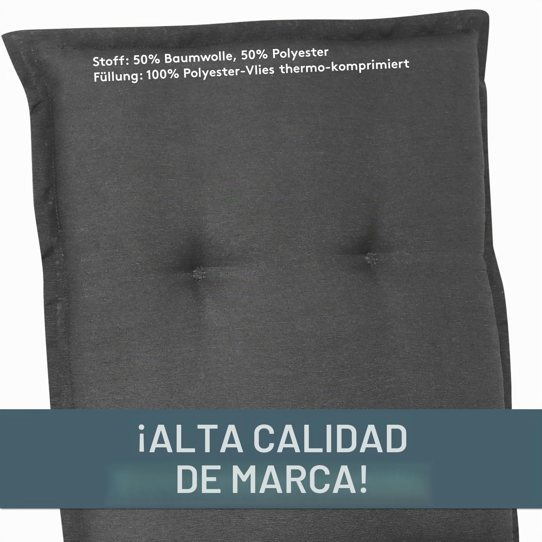 LILENO HOME Cojines para silla de jardín (2 unidades respaldo bajo) en color antracita liso (Tami) cómodas tumbonas como cojines para muebles de jardín Cojín para sillas de jardín y sillas plegables