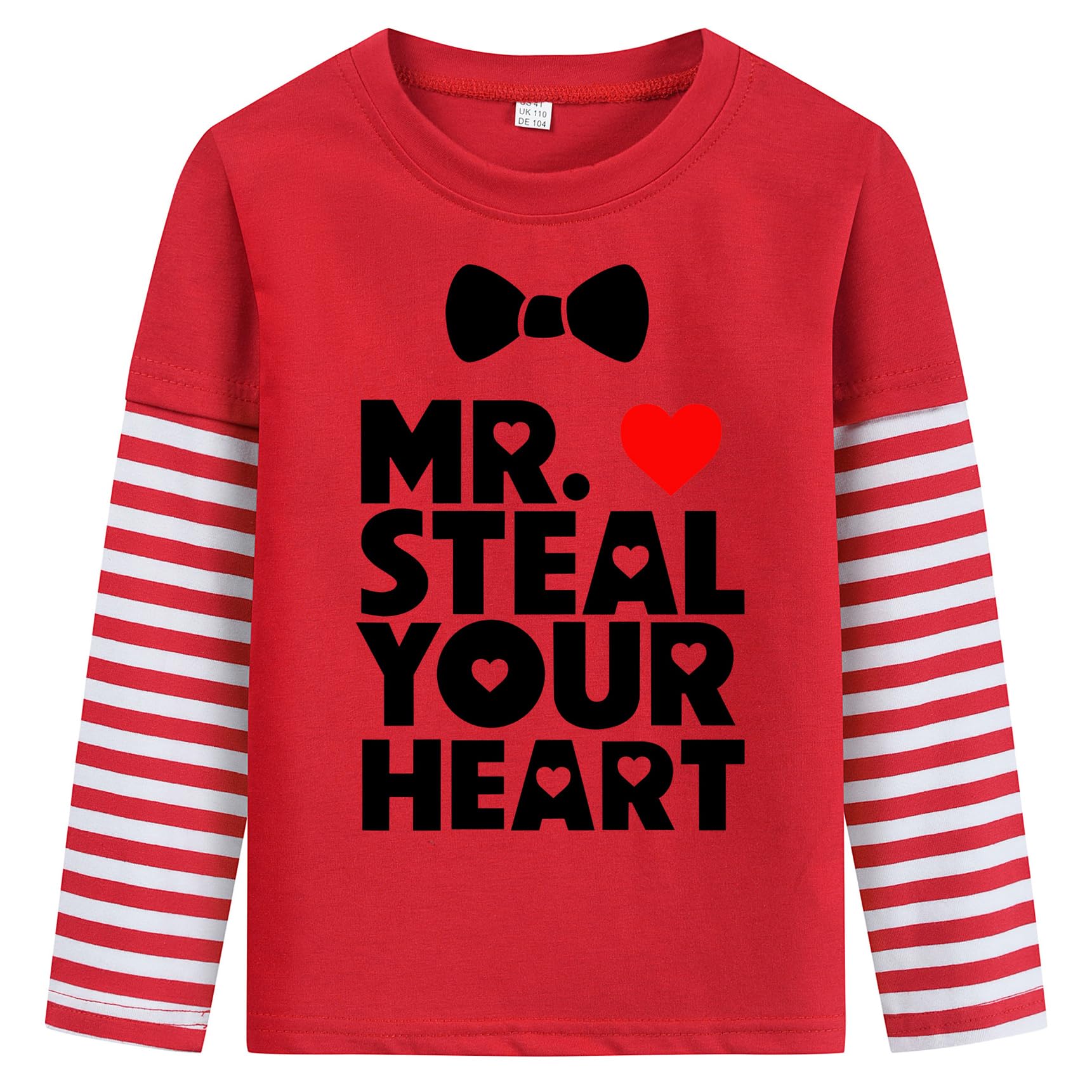 DDSOL Toddler Boys Girls Valentines T-Shirt Unisex Raglan Long Sleeve Tees Loads of Love Heart Kids Boys Tops 2-8 Years