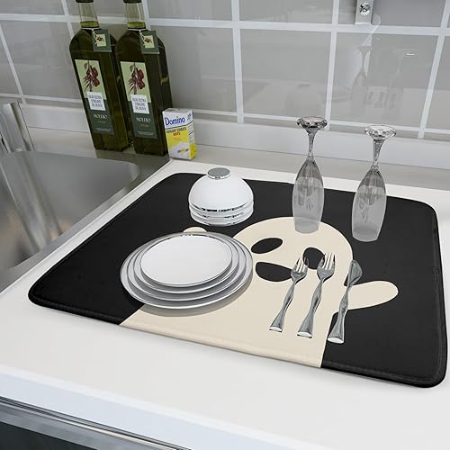 Vista 110 de Tapete de secado de platos de árbol de Navidad, muñeco de nieve, para encimera de cocina, de 16 x 18 pulgadas, tapete de secado de microfibra